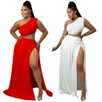 This Womens Plus Size Set Solid Slash Shoulder Sexy Slit Chic Two Piece Skirt Set Design And Made Of Comfortable And Elastic Fabric. Wholesale Plus Size Two Piece Sets Is a Must-Have Item For Curvy Ladies. Two Piece Sets Can Either Be Worn Together Or Individually