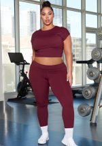 This Women's Plus Size Short Sleeve Trousers Solid Color Cross Back Slim Sexy Two-Piece Set Design And Made Of Comfortable And Elastic Fabric. Wholesale Plus Size Two Piece Sets Is a Must-Have Item For Curvy Ladies. Two Piece Sets Can Either Be Worn Together Or Individually