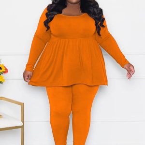 This Women's Plus Size Solid Color Long Sleeve Two Piece Pants Set For Women Design And Made Of Comfortable And Elastic Fabric. Wholesale Plus Size Two Piece Sets Is a Must-Have Item For Curvy Ladies. Two Piece Sets Can Either Be Worn Together Or Individually