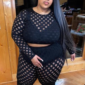 This Women's Plus Size Tight Fitting See-Through Fishnet Pants Set Design And Made Of Comfortable And Elastic Fabric. Wholesale Plus Size Two Piece Sets Is a Must-Have Item For Curvy Ladies. Two Piece Sets Can Either Be Worn Together Or Individually