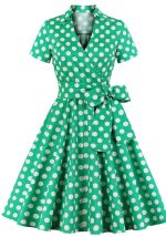 This Women's Polka Dot Belted Slim Waist a-Line Vintage Plus Size Dress Made Of Soft And Elastic Fabric. Global Lover Wholesale Plus Size Dresses And Hope Curvy Ladies Find Here a Warm And Exciting Place To Shop Affordable Curvy Dresses Online - Plus Size Casual