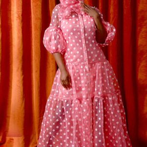 This Women's Polka Dot Dress Short Sleeve High Waist Button Up Shirt Long Dress Design Made Of High Quality Polyster And Spandex Material