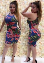 This Women's Printed Sleeveless Hollow Out Strap Nightclub Dress Design Made Of High Quality Polyster And Spandex Material. It Is Stretchy