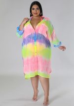 This Women's Printed Sunscreen Shirt Lantern Sleeve Chiffon Shirt Made Of Soft And Elastic Fabric. Global Lover Wholesale Plus Size Dresses And Hope Curvy Ladies Find Here a Warm And Exciting Place To Shop Affordable Curvy Dresses Online - Plus Size Casual