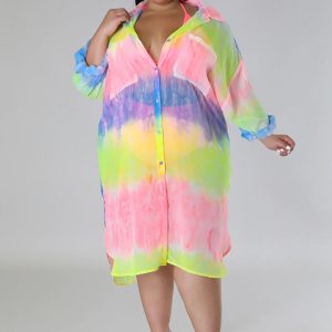 This Women's Printed Sunscreen Shirt Lantern Sleeve Chiffon Shirt Made Of Soft And Elastic Fabric. Global Lover Wholesale Plus Size Dresses And Hope Curvy Ladies Find Here a Warm And Exciting Place To Shop Affordable Curvy Dresses Online - Plus Size Casual