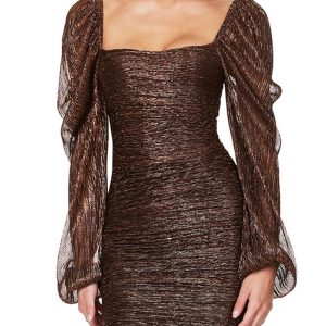 This Women's Puff Sleeve Square Neck French Long Sleeve Filament Tight Fitting Bodycon Dress Design Made Of High Quality Polyster And Spandex Material. It Come With Good Stretch And Wearing Comfortable And Feeling Freedom. The Tight And Fitted Dress Is The Most Popular Options From Party Girls. Shop Bodycon Dresses At Global Lover And Find Amazing Designs Sequins