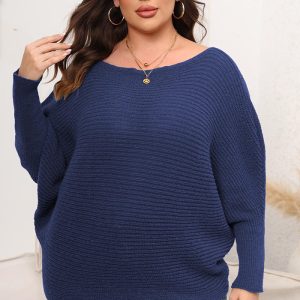 This Women's Pullover Woven Sweater Plus Size Women's Autumn And Winter Bat Sleeves Loose Sweater Made Of Comfortable And Elastic Fabric. It Is Wholesale Sexy Plus Size Tops For Women. With The Gradual Rise Of Feminist Awareness