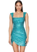 This Women's Sequin Square Neck Fashion Style Sexy Side Slit Bodycon Women's Party Dress Design Made Of High Quality Polyster And Spandex Material. It Come With Good Stretch And Wearing Comfortable And Feeling Freedom. The Tight And Fitted Dress Is The Most Popular Options From Party Girls. Shop Bodycon Dresses At Global Lover And Find Amazing Designs Sequins