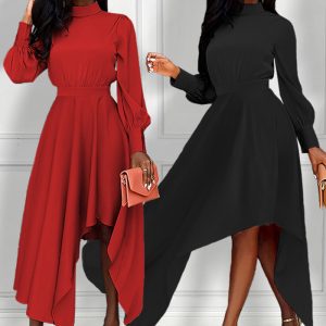 This Women's Sexy Fashion Pleated Long Sleeve Solid Color Dress Design Made Of High Quality Polyster And Spandex Material