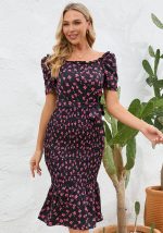 This Women's Sexy Floral Summer Tight Fitting Slim Fit Ruffle Chic Dress Design Made Of High Quality Polyster And Spandex Material. It Is Stretchy