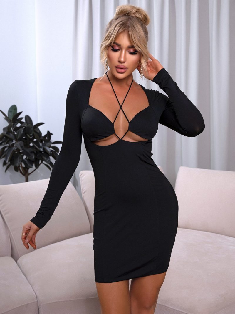 This Womens Sexy Halter Neck Long Sleeve Bodycon Dress Design Made Of High Quality Polyster And Spandex Material. It Come With Good Stretch And Wearing Comfortable And Feeling Freedom. The Tight And Fitted Dress Is The Most Popular Options From Party Girls. Shop Bodycon Dresses At Global Lover And Find Amazing Designs Sequins