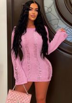 This Women's Sexy Hollow Thin Long Sleeve Top Round Neck Hollow Back Dress Design Made Of High Quality Polyster And Spandex Material