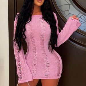 This Women's Sexy Hollow Thin Long Sleeve Top Round Neck Hollow Back Dress Design Made Of High Quality Polyster And Spandex Material