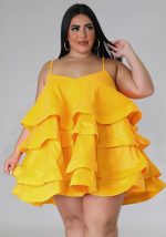 This Women's Sexy Sleeveless Ruffle Adjustable Strap Dress For Women Made Of Soft And Elastic Fabric. Global Lover Wholesale Plus Size Dresses And Hope Curvy Ladies Find Here a Warm And Exciting Place To Shop Affordable Curvy Dresses Online - Plus Size Casual