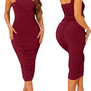 This Women's Sexy Solid Slash Shoulder Wrap Dress Design Made Of High Quality Polyster And Spandex Material. It Come With Good Stretch And Wearing Comfortable. Women¡¯s Midi Dresses Is Omnipotent And Suit For All Kinds Of Occasions - Daily Wear