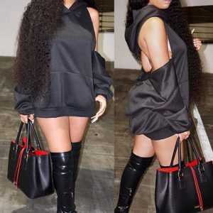 This Women's Sexy Style Two-Wear Hooded Dress Design Made Of High Quality Polyster And Spandex Material. It Is Stretchy