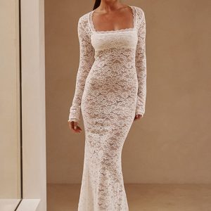 This Women's Sexy Trendy Lace Patchwork See-Through Long Sleeve Square Neck Bodycon Long Dress Design Made Of High Quality Polyster And Spandex Material. It Come With Good Stretch And Wearing Comfortable And Feeling Freedom. The Tight And Fitted Dress Is The Most Popular Options From Party Girls. Shop Bodycon Dresses At Global Lover And Find Amazing Designs Sequins