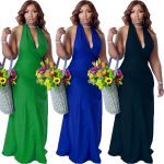 This Women's Side Pocket Cutout Solid Halter Neck Plus Size Dress Made Of Soft And Elastic Fabric. Global Lover Wholesale Plus Size Dresses And Hope Curvy Ladies Find Here a Warm And Exciting Place To Shop Affordable Curvy Dresses Online - Plus Size Casual