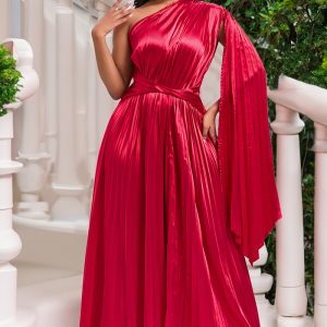 This Women's Slash Shoulder Slim Waist Gown Dress Design Made Of Good Quality Polyster And Spandex Material