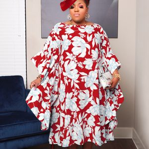 This Women's Slit Multicolor Skirt Kimono Sleeves Plus Size Dress Loose Nightclub Dress Made Of Soft And Elastic Fabric. Global Lover Wholesale Plus Size Dresses And Hope Curvy Ladies Find Here a Warm And Exciting Place To Shop Affordable Curvy Dresses Online - Plus Size Casual