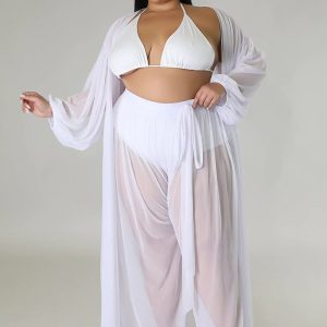 This Women's Solid Bat Sleeves Sexy See-Through Long Sleeve Plus Size Two-Piece Pants Set Design And Made Of Comfortable And Elastic Fabric. Wholesale Plus Size Two Piece Sets Is a Must-Have Item For Curvy Ladies. Two Piece Sets Can Either Be Worn Together Or Individually