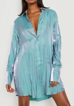 This Women's Solid Color Glitter Comfort Loose Long Shirt Dress Design Made Of High Quality Polyster And Spandex Material. It Is Stretchy