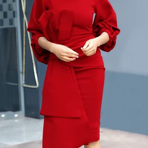 This Women's Solid Color Professional Fashion Chic Plus Size Elegant African Dress Design Made Of High Quality Polyster And Spandex Material. It Come With Good Stretch And Wearing Comfortable. Women¡¯s Midi Dresses Is Omnipotent And Suit For All Kinds Of Occasions - Daily Wear