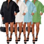 This Women's Solid Color Side Split Button Shirt Dress Design Made Of High Quality Polyster And Spandex Material. It Is Stretchy