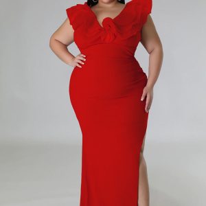 This Women's Solid Color Slim Fit Bodycon Stretch Dress Formal Party Dress Made Of Soft And Elastic Fabric. Global Lover Wholesale Plus Size Dresses And Hope Curvy Ladies Find Here a Warm And Exciting Place To Shop Affordable Curvy Dresses Online - Plus Size Casual