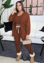 This Women's Solid Color Tank Top Loose Jacket Tight Fitting Pants Plus Size Suit Design And Made Of Comfortable And Elastic Fabric. Wholesale Plus Size Two Piece Sets Is a Must-Have Item For Curvy Ladies. Two Piece Sets Can Either Be Worn Together Or Individually