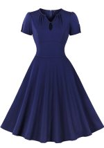 This Women's Solid Color v-Neck Slim Waist Plus Size Retro a-Line Swing Dress Made Of Soft And Elastic Fabric. Global Lover Wholesale Plus Size Dresses And Hope Curvy Ladies Find Here a Warm And Exciting Place To Shop Affordable Curvy Dresses Online - Plus Size Casual