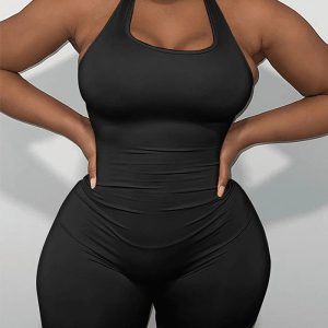 This Women's Solid Tank Top Plus Size Bodysuit Design Made Of High Quality Polyster And Spandex Material. It Is Stretchy