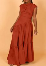 This Women's Spring And Summer Solid Color Sleeveless Pleated Loose Long Dress Design Made Of High Quality Polyster And Spandex Material