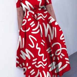 This Women's Spring Fashion Chic Belt African Plus Size Maxi Dress Made Of Soft And Elastic Fabric. Global Lover Wholesale Plus Size Dresses And Hope Curvy Ladies Find Here a Warm And Exciting Place To Shop Affordable Curvy Dresses Online - Plus Size Casual