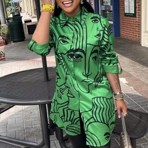 This Women's Spring Loose Face Print Style Shirt Design Made Of High Quality Polyster And Spandex Material. Print Dresses Is More Interesting And Stylish. Print Maxi Dresses Is One Of The Popular Item For Islander Vocations. Women¡¯s Print Dresses At Global Lover Comes With Forever Floral