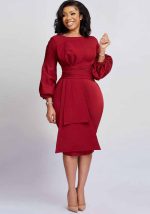 This Women's Spring Solid Bodycon Chic Round Neck Dress Design Made Of High Quality Polyster And Spandex Material. It Come With Good Stretch And Wearing Comfortable. Women¡¯s Midi Dresses Is Omnipotent And Suit For All Kinds Of Occasions - Daily Wear