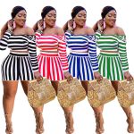 This Women's Spring Striped Off Shoulder Long Sleeve Fashion Plus Size Casual Set Design And Made Of Comfortable And Elastic Fabric. Wholesale Plus Size Two Piece Sets Is a Must-Have Item For Curvy Ladies. Two Piece Sets Can Either Be Worn Together Or Individually