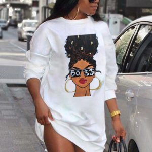 This Women's Streetwear Print Hoodies Dress Design Made Of High Quality Polyster And Spandex Material. It Is Stretchy