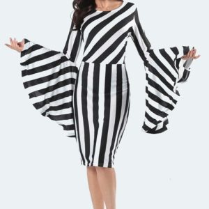 This Women's Stripe Plus Size Dress Made Of Soft And Elastic Fabric. Global Lover Wholesale Plus Size Dresses And Hope Curvy Ladies Find Here a Warm And Exciting Place To Shop Affordable Curvy Dresses Online - Plus Size Casual