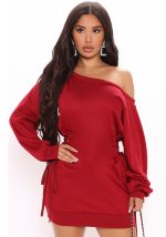 This Women's Style Lace-Up Slim Waist Off Shoulder Dress Design Made Of High Quality Polyster And Spandex Material. It Is Stretchy