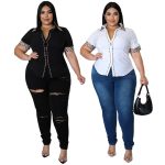 This Women's Summer Chic Shirt Patchwork Creative Shirt Made Of Comfortable And Elastic Fabric. It Is Wholesale Sexy Plus Size Tops For Women. With The Gradual Rise Of Feminist Awareness