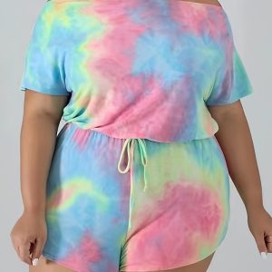 This Women's Summer Clothing Off Shoulder Plus Size Two-Piece Shorts Set Design And Made Of Comfortable And Elastic Fabric. Wholesale Plus Size Two Piece Sets Is a Must-Have Item For Curvy Ladies. Two Piece Sets Can Either Be Worn Together Or Individually