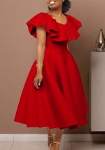 This Women's Summer Fashion Chic Ruffle Formal Party Gown Dress Design Made Of Good Quality Polyster And Spandex Material