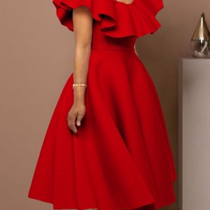 This Women's Summer Fashion Chic Ruffle Formal Party Gown Dress Design Made Of Good Quality Polyster And Spandex Material