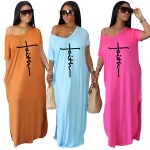 This Women's Summer Letter Print v-Neck Loose Maxi Dress Design Made Of High Quality Polyster And Spandex Material. It Is Stretchy