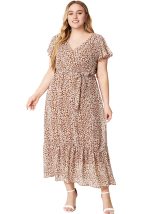 This Women's Summer Plus Size v-Neck Dress Made Of Soft And Elastic Fabric. Global Lover Wholesale Plus Size Dresses And Hope Curvy Ladies Find Here a Warm And Exciting Place To Shop Affordable Curvy Dresses Online - Plus Size Casual