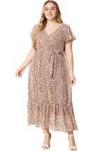 This Women's Summer Plus Size v-Neck Dress Made Of Soft And Elastic Fabric. Global Lover Wholesale Plus Size Dresses And Hope Curvy Ladies Find Here a Warm And Exciting Place To Shop Affordable Curvy Dresses Online - Plus Size Casual