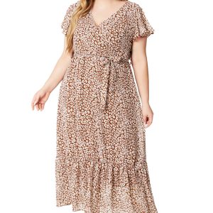 This Women's Summer Plus Size v-Neck Dress Made Of Soft And Elastic Fabric. Global Lover Wholesale Plus Size Dresses And Hope Curvy Ladies Find Here a Warm And Exciting Place To Shop Affordable Curvy Dresses Online - Plus Size Casual