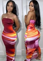 This Women's Summer Sexy Off Shoulder Strapless Positioning Print Slit Dress Design Made Of High Quality Polyster And Spandex Material. It Come With Good Stretch And Wearing Comfortable And Feeling Freedom. The Tight And Fitted Dress Is The Most Popular Options From Party Girls. Shop Bodycon Dresses At Global Lover And Find Amazing Designs Sequins