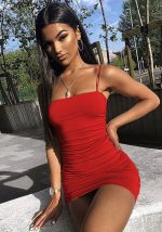 This Women's Summer Sexy Strap Pleated Bodycon Nightclub Dress Design Made Of High Quality Polyster And Spandex Material. It Is Stretchy